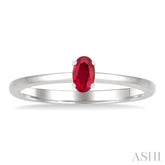 5x3 MM Oval Shape Ruby Precious Solitaire Ring in 14K White Gold